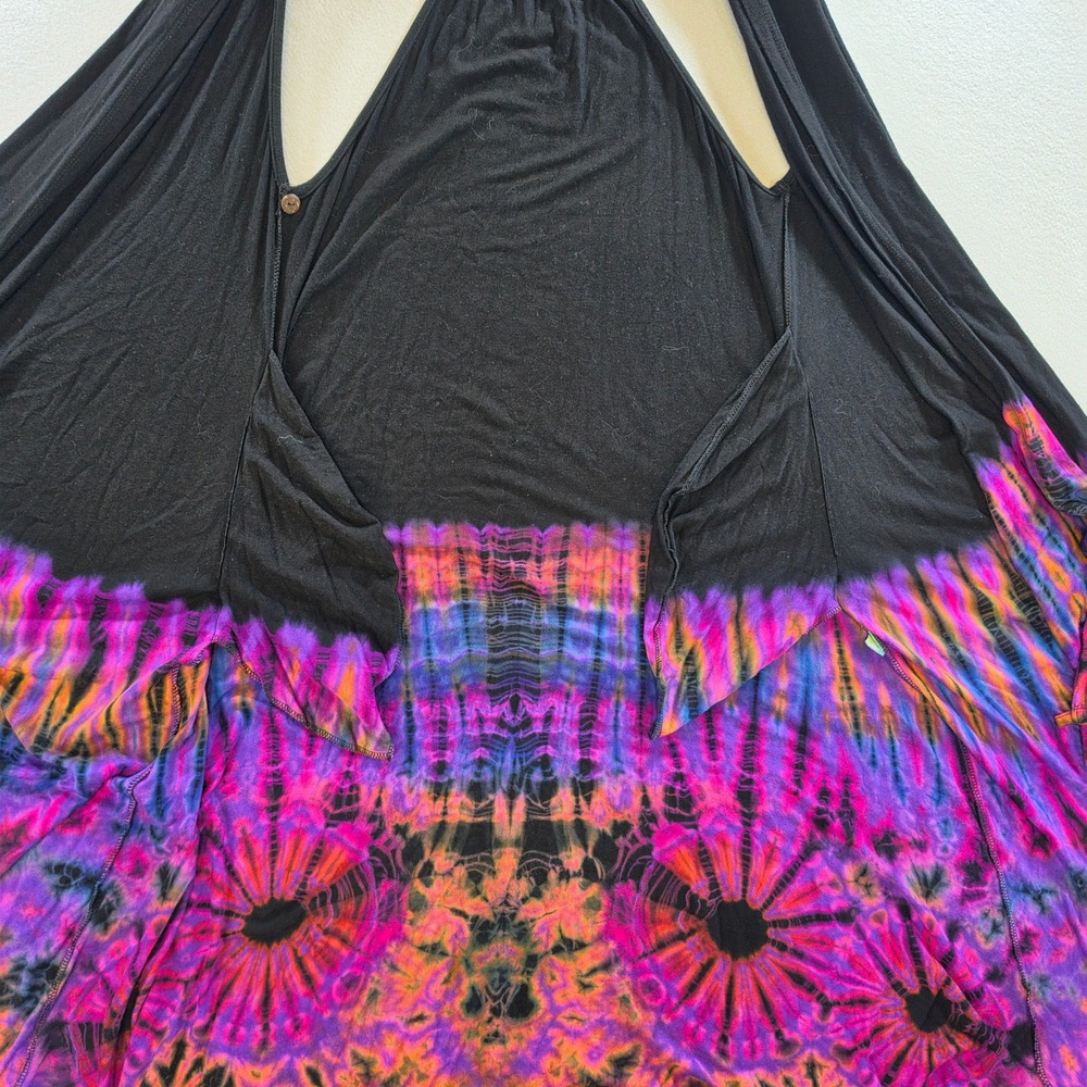 Kathmandu Imports Boho Tie Dye High Low Open Front Vest OS Purple Psychedelic - Picture 8 of 11